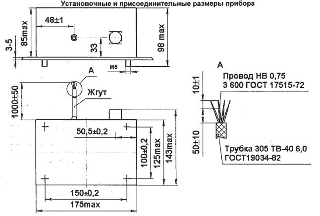 Размеры прибора