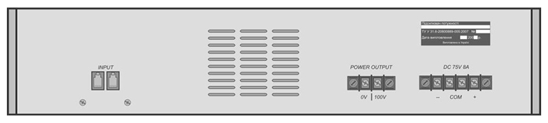 Задняя панель усилителя мощности  200ПП030М, 400ПП030М, 600ПП030М