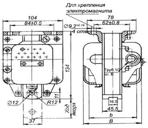 Рис.1. Габаритные размеры электромагнита МИС 5100