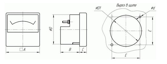 Габаритные размеры вольтметра М42100